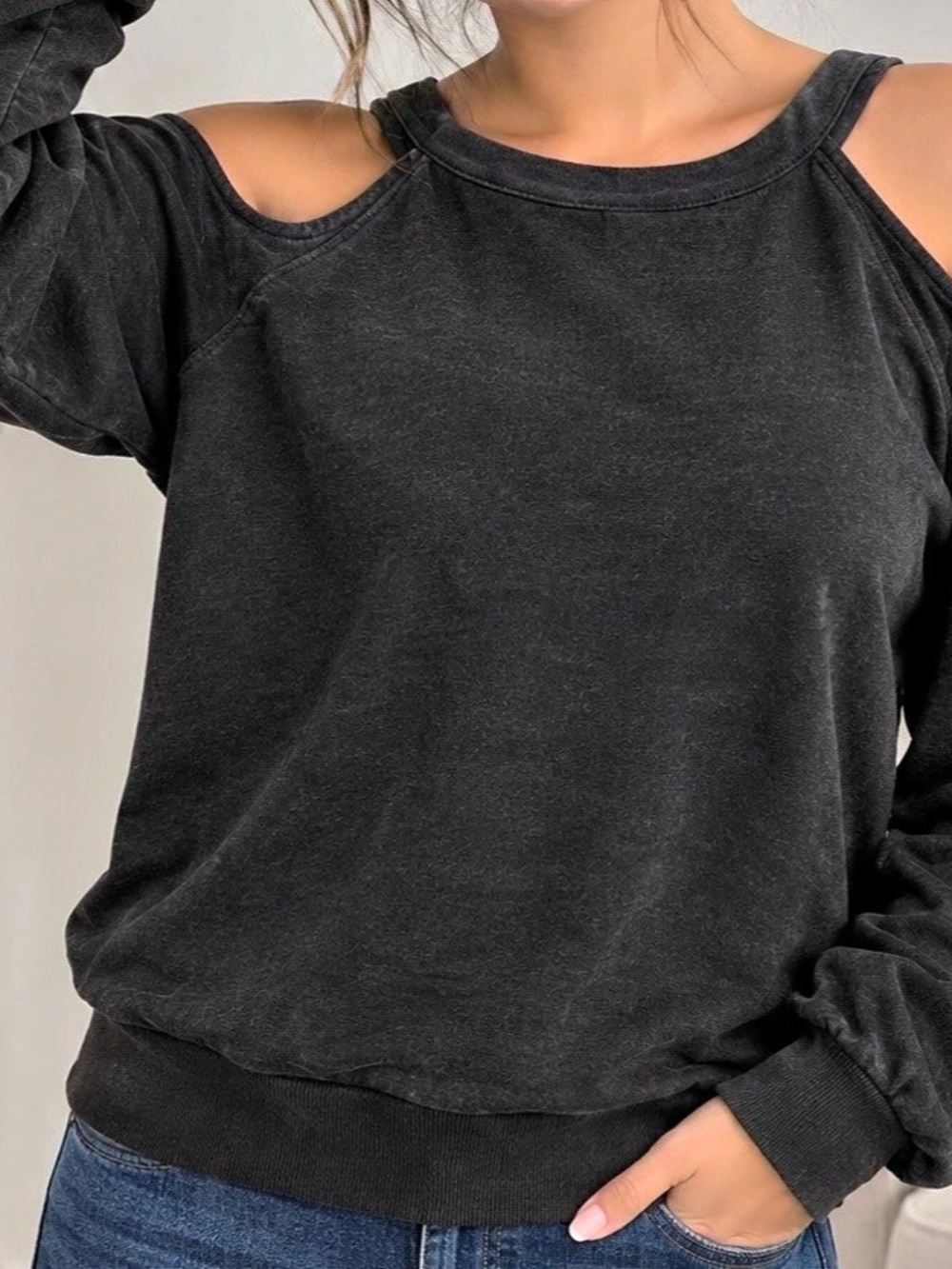 TORRID Cold Shoulder Sweatshirt Black